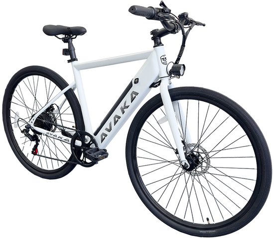 1 Elektrische stadsfiets - 250W motor - 45 km bereik - Smart LCD-scherm - Dubbele schijfremmen voor en achter - Wit