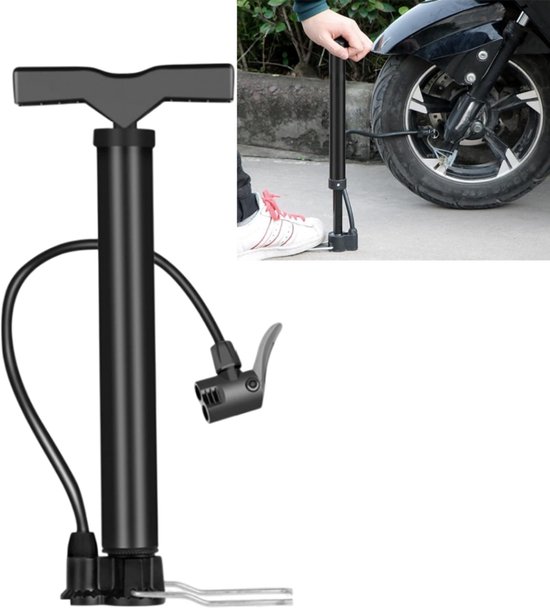 1 set - Draagbare pedaalluchtpomp - met drukmeter voor nauwkeurig oppompen - Bandenpomp - Balpomp - 3,2*32,6 cm - Voor fietsen, scooters, motoren, ballen en buitengebruik - Zwart