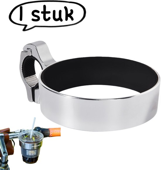 1 stuk - Bekerhouder - Fiets aluminium bidonhouder - Elektrische motorfiets koffiebekerhouder - Zilver