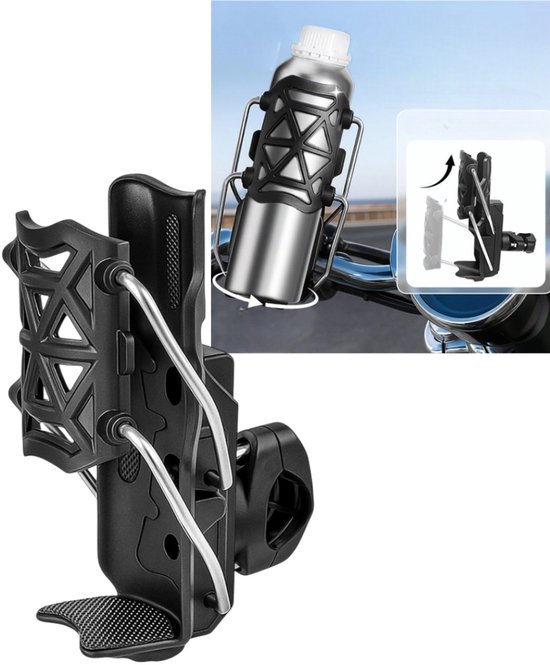 1 stuk - Bekerhouder voor auto/fiets - 360 graden draaibaar - Drankhouder - Draagbaar opbergbakje - 8,5 × 7,5 × 16 cm - Geschikt voor het opbergen van waterflessen tijdens het reizen met de fiets, motor of boot - Zwart