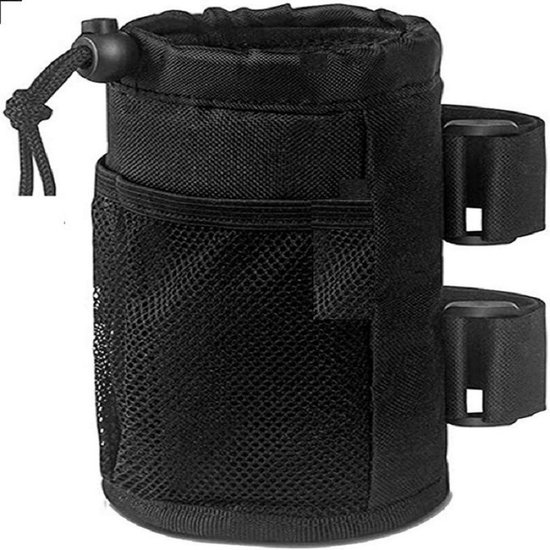 1 stuk - Bidonhouder met klittenband - Universele bekerhouder - Zwart - Bidonhouder - Bidonhouder voor fietsstuur - 8,5*8,5*17,5 cm