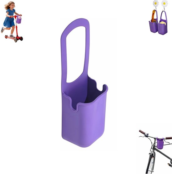 1 stuk - Siliconen bekerhouder - Opvouwbare bekerhouder - Bekerhouder met dubbele opening - Handsfree bekerhouder voor op de fiets - Bekerhouder met afvoergaten - Gemakkelijk schoon te maken opbergrek - Geschikt voor buiten en thuis