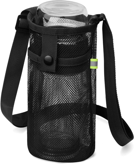 1 x waterflessentas, verstelbare riem, perfect voor strand, wandelen, kamperen en outdoorsporten, duurzaam en antislip materiaal, zwart