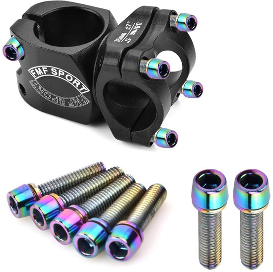 10 Stuks Fiets Trunk Bouten M5 x 20 mm Wielas Schroeven met Washers - Conische Schroeven - Fiets Stem Bouten - Kegelkop Schroef voor Mountainbike (Zwart)