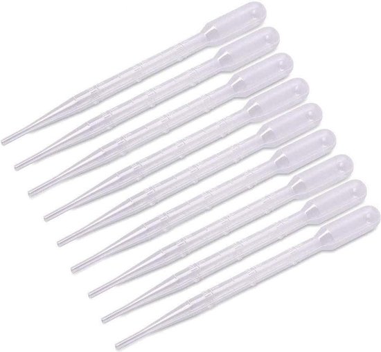 100 stuks kunststof transferpipetten 3 ml - pipetten druppelaars - meetpipet voederpipet - laboratoriumexperiment acrylverf tekening make-up tools van 100%