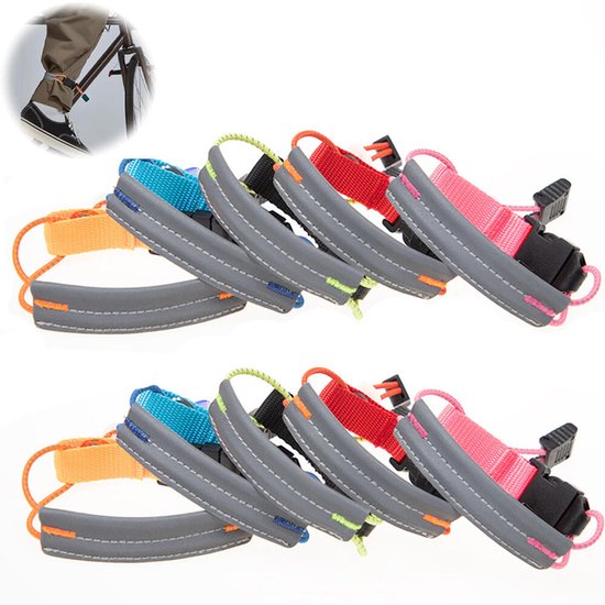 10x Broekklemmen - Rekbaar 18-51 cm - Fietsbroekclip - Reflecterende Fietsbroekclip - Broekklem voor op de Fiets - Verhoogde zichtbaarheid - Voor komt dat Wind, Stof en Insecten in de Broekspijpen Komen - Voor joggen, fietsen, klimmen, kamperen van Strex