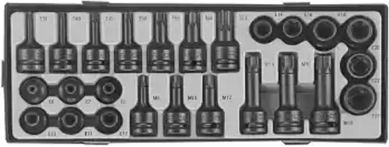 1/2" 25 delig DR. Impact torx dop & torx en veeltand dopsleutel bitset FORCE-Afmetingen L375 x B145 x H37mm van Force