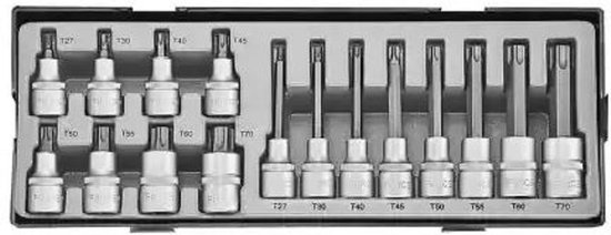 1/2" Doppenset Torx 16 delig-Lang-Kort van HBM