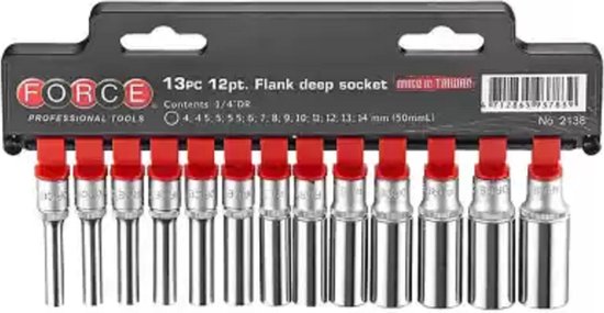 1/4" Doppenset lang 12-kant 13 delig van Höfftech