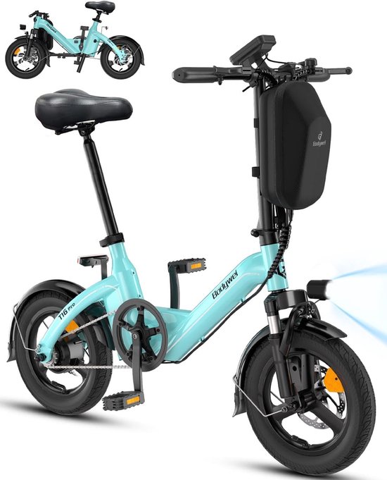 14 Inch Elektrische Vouwfiets- 2.5" Brede Banden -250W Motor -36V 10Ah- Slechts 21 kg- Slim LCD display-Drie snelheidsinstellingen-13/18/25 km/u- 45 km Actieradius-Elektrische fiets - Elektrische stadsfietsen - Opvouwbaar E-Bike voor Woon-Blauw