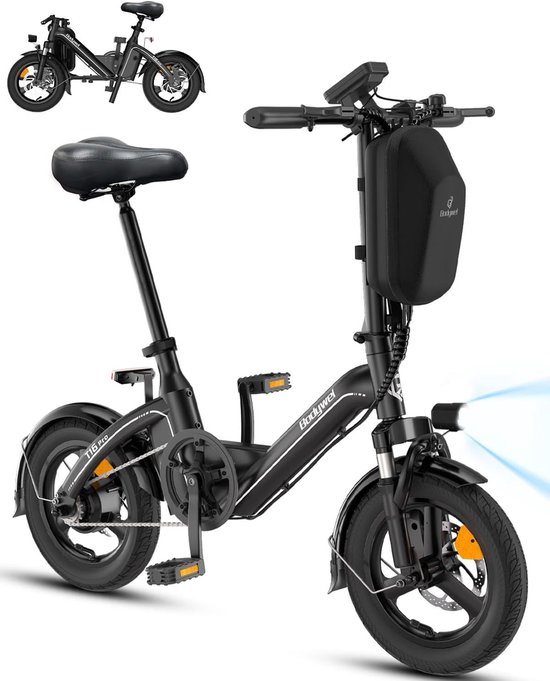14 Inch Elektrische Vouwfiets- 250W Motor -36V 10Ah- 21 kg- Slim LCD display-45 km Actieradius-Elektrische fiets - Elektrische stadsfietsen - Opvouwbaar E-Bike voor Woon-Zwart