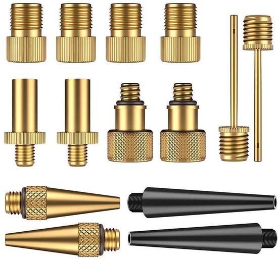14 stuks fietsventieladapters-Fietsventiel-Autoventiel- Franse fietsventieladapters AV, DV, SV, inclusief afdichtring voor fietspomp