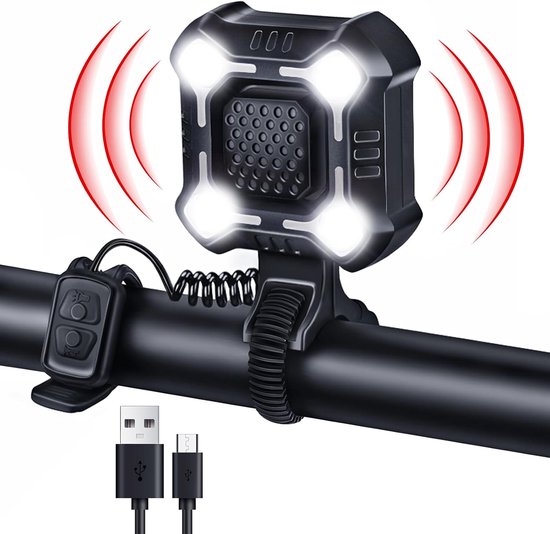 140dB 2 in 1 Fiets Hoorn + Koplamp – 6 Geluidsmodi – USB-C – IPX6 Waterdicht – Voor Fiets Step Ebike