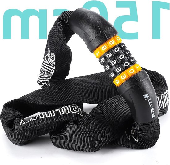 150 cm fietsslot hoge veiligheid 5-cijferige cijfercode kettingslot - e-bike MTB trekkingfiets racefiets motorfiets outdoor-gereedschap van BBB Cycling