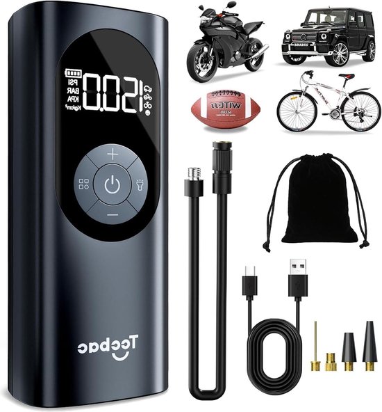 150 PSI draagbare luchtcompressor autoband inflator - elektrische fietspomp auto fiets zwart