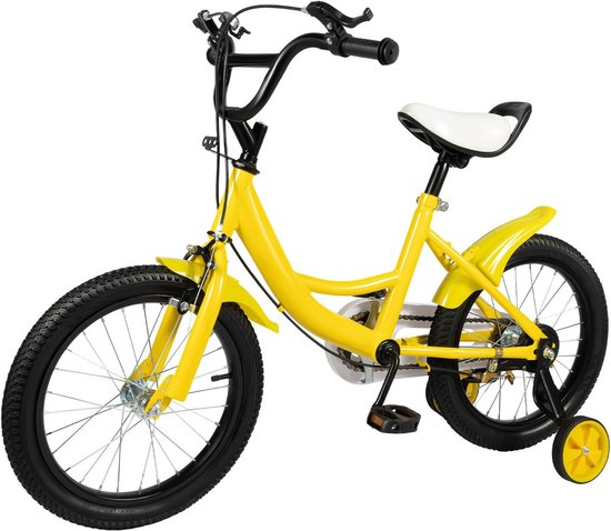 16 Inch Kinderfiets (Jongens & Meisjes) 5-8 Jaar | Met Zijwieltjes & Dubbele Rem van Merkloos
