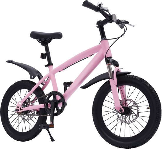 18 inch kinderfiets mountainbike voor kinderen - verstelbare zithoogte en accessoires van Merkloos