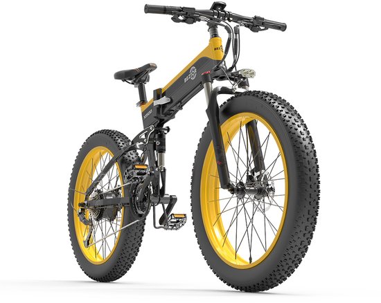 1x Elektrische fatbike - 100km bereik - 250W motor - 26x4,0 banden - vouwbaar frame - stadsfiets - 5" slimme LCD-meter - Zwart en geel
