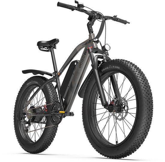 1x Elektrische fatbike - 150km bereik - 250W motor - 26x4,0 banden - Shimano 7-speed - stadsfiets - Donkergrijs van Merkloos