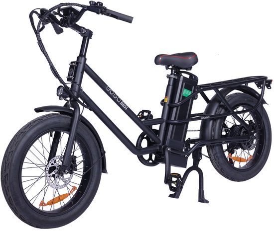 1x Elektrische Fatbike - 250W Motor - 48V 15.6Ah 80km Bereik - 20"x3,0" banden - Dubbele schijfremmen - zwart van Merkloos