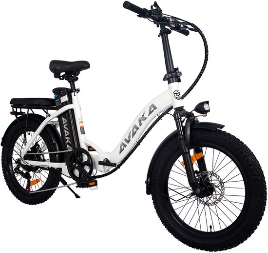 1x Elektrische fatbike - 80km bereik - 250W motor - 20x3,0 banden - vouwbaar frame - stadsfiets - Wit