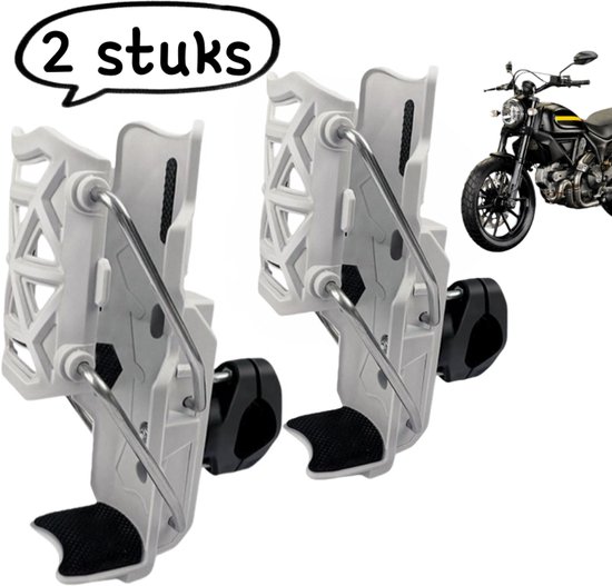 2-delig - Bekerhouder - geschikt voor motor, fiets, pedaal en elektrisch voertuig universeel - grijs en wit