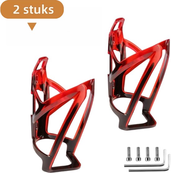 2-delige fietsbekerhouder - bidonhouder - ultralicht - bidonhouder voor mountainbike - fietsaccessoires - zwart en rood