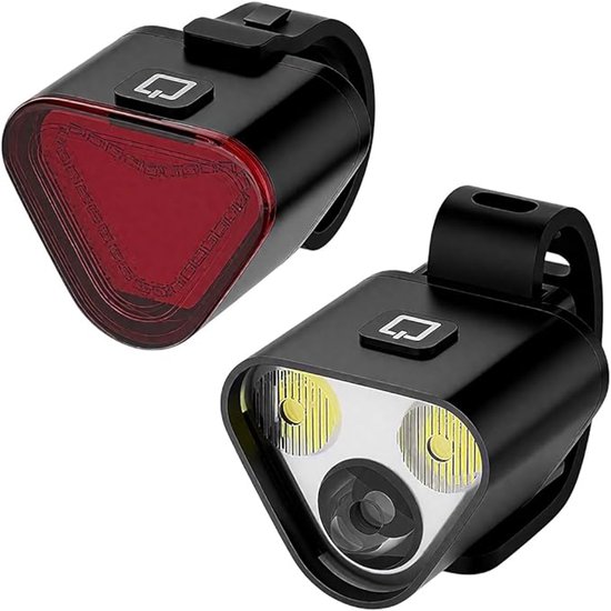 2-delige fietsverlichtingsset met voor- en achterlicht, voorlamp met 6 lichtstanden, achterlicht met 5 standen, waterdichte fietsverlichting, USB-C oplaadbaar, geschikt voor mountainbiken en stadsfietsen.