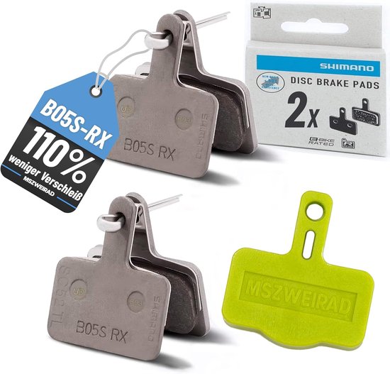 2-delige set SHIMANO schijfremblokken blister B05S-RX + ontluchtingsblok van Merkloos