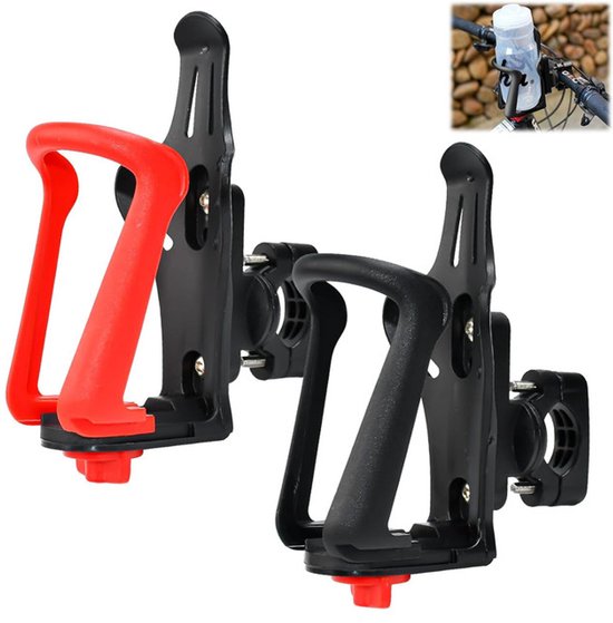 2 Fietsaccessoires - bidonhouder - bidonhouder fiets - Draaibare bidonhouder - Bidonhouder voor de fiets - Zwart/Rood - Nylon/rvs