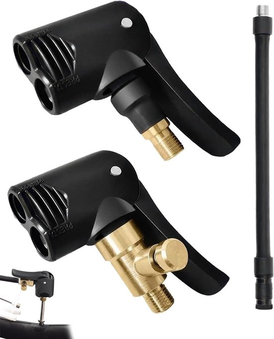 2-in-1 Schrader & Frans Ventiel Adapter met Luchtslang voor Fiets, Auto en Motorbanden