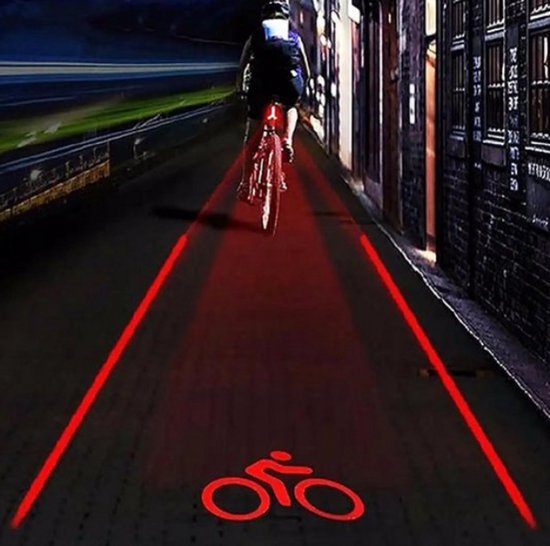 2 Laser + 5 Led Achter fiets Achterlicht Logo Beam Veiligheidswaarschuwing Rode Lamp Waterdichte Fietsverlichting Achterlichten Led Auto