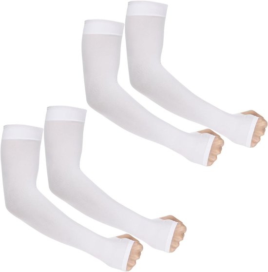2 paar armmouwen met UPF 50 UV-bescherming en duimgat voor mannen en vrouwen - koeling sport compressie mouw - tattoo cover up - beschermende arm sleeve