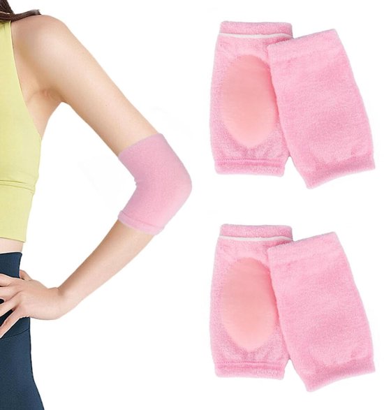 2 Paar - Hydraterende ellebooghoes - Gel-ellebooghoes - Elleboog brace - Elleboogbeschermers - Elastische brace - Elleboog sleeve - Gelpad - Hielbeschermers - Elleboog bescherming - Voor Tennis, Fitness - Voor SPA-verzorging van droge, gebarsten huid