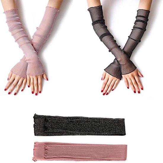 2 paar verkoelende armwarmers voor dames, kanten armwarmers, ademend