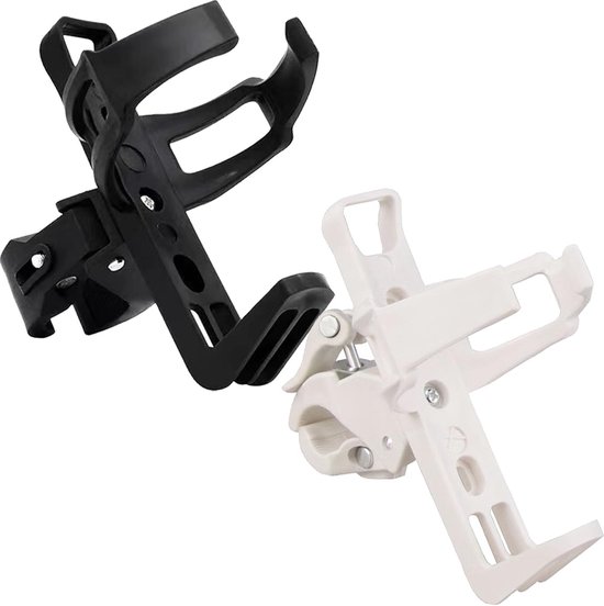 2-pack fietswaterfleshouder, universele fietswaterfleshouder, verstelbare mountainbike drinkbeker voor fietsen, kinderwagens, rollators, 360 graden draaibaar, geschikt voor fietsen met mountainbikes, zwart en wit