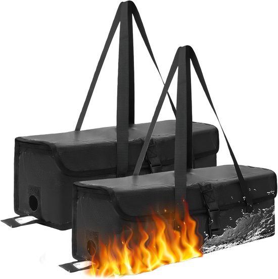 2 stuks accutassen voor e-bike, 49 x 16 x 16 cm, vuurvast tot 2300 °C, waterdicht, explosiebestendig, 6 lagen vuurvast, beschermhoezen voor e-bike-accu