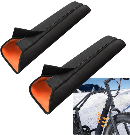 2 Stuks - Beschermhoes voor Fietsaccu - Geïntegreerde Accuhoes - Waterdicht en Stofdicht - past op frames met een omtrek van 28-36CM (oranje kleur) van Merkloos