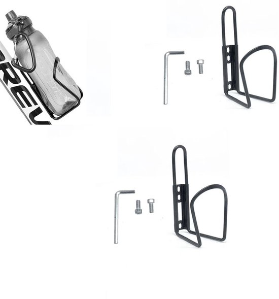 2-stuks Bidonhouder voor de fiets - Bidonhouder - Inclusief schroeven en sleutel - 15x7 cm - Geschikt voor racefietsen en mountainbikes, biedt ruimte aan bidons met een diameter van circa 7,5 cm - Zwart