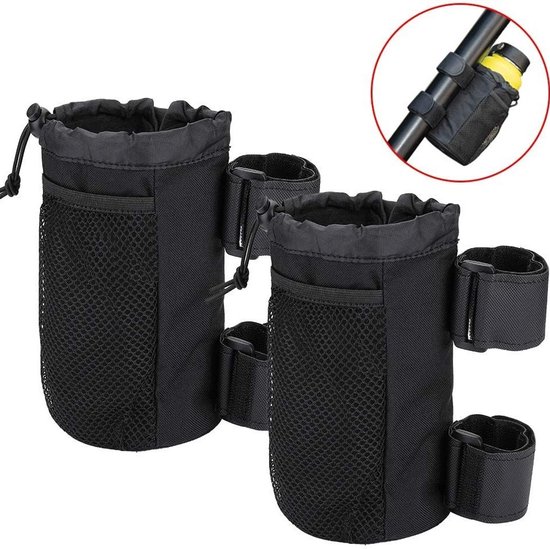 2 stuks Fietsfleshouder - Drankhouder voor fiets - flessenhouder - fietsbekerhouder - Opvouwbare flessenhouder - flessenhouder - fiets voor mountainbike, scooter, inklapbaar, racefiets, rolstoel - Polyester en PEVA - Zwart