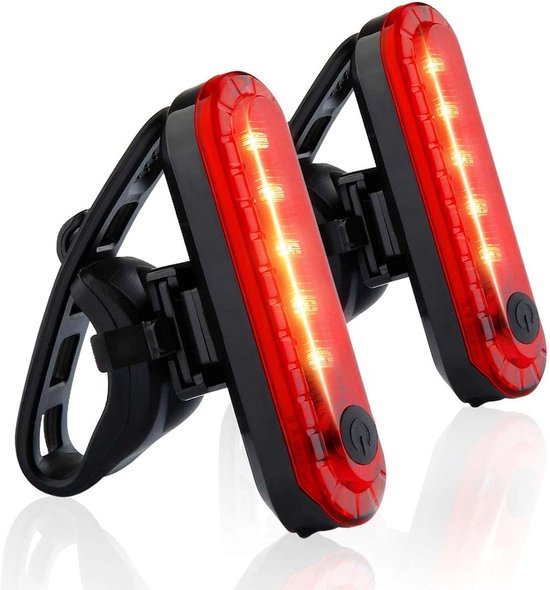 2 Stuks Fietslamp - Fiets Achterlicht - fietsachterlichten - Voorlicht & Achterlicht - Fietsverlichting USB oplaadbaar - Led Fietslamp - Fietslampjes - Valbestendig & Waterdicht - Fietslamp Geschikt Voor Elke fiets - voor nachtelijk rijden - Rood