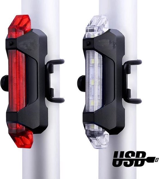 2 stuks Fietsverlichtingen ( Voor En Achter Fietslicht ) - LED Usb oplaadbaar