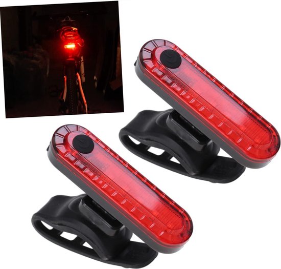 2 stuks - LED-fietsachterlicht - USB oplaadbaar voor- en voorfietslicht - Nachtfietshelmlicht - Waterdicht veiligheidswaarschuwingslampje