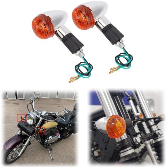 2 stuks Motorfiets koplampen - Richtingaanwijzers - Motorfiets indicatielampjes - Fietslicht Koplamp - Bolvormig verlichting - LED indicatorlampjes - Met draadgatinstallatie - Geschikt voor motorfietsen, racefietsen (12*10 cm - Wit)