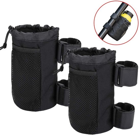 2 stuks - Universele Bekerhouder - Fietsfleshouder - Drankhouder Fiets - Drinkfleshouder - Bidonhouders - fietsstuur bidonhouder - zwart - 18*10cm - Polyester van $