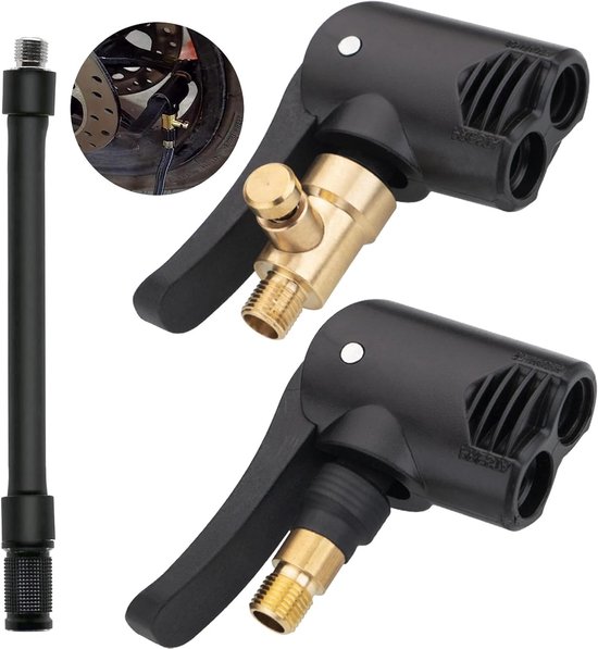 2 Stuks Ventieladapter met Slang voor Auto en Fiets, Geschikt voor Franse Ventielen, Bandenpomp Accessoire en Fietspomp Slang