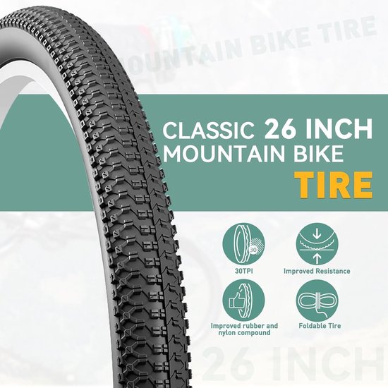 2 Stuks Vouwbanden voor Fietsen 26/27.5/29 Inch - Vervangende Banden met Binnenband voor MTB, Stadsfiets en Hybride Fiets