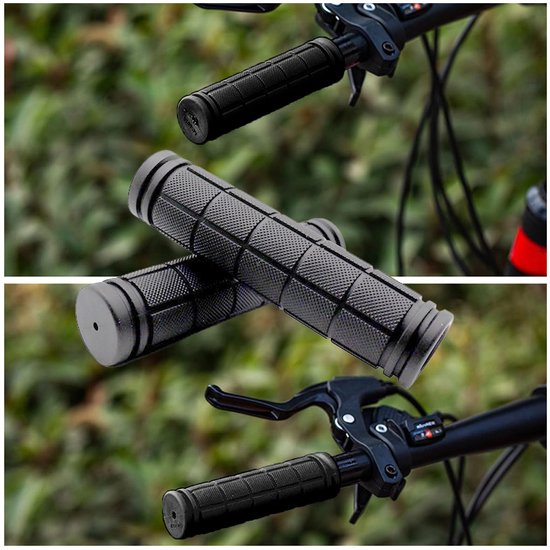 2 x Fietshandgrepen, Handgrepen voor MTB, Rennfiets, Trekkingfiets - 22mm (Zwart)