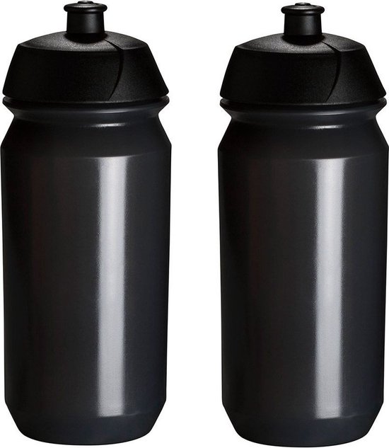 2 x Tacx Shiva Bidon - 500 ml - Transparant zwart - Drinkbus - Bidons Kinderen volwassenen van Tacx