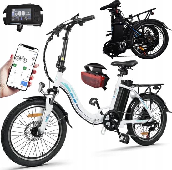 20-inch waterdichte aluminium Elektrische vouwfietsen - Elektrische fiets - Actieradius 100km - Verwijderbare batterij 36V13Ah - Motor 250W - Shimano 7 versnellingen - 20 Inch opvouwbare City Commuter E-Bike - Wit